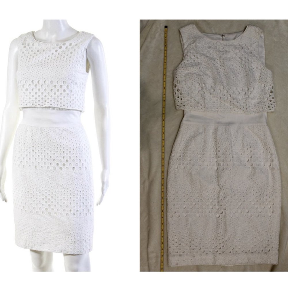 KAY UNGER size 2 White Eyelet A-line Dress - Picture 3 of 9